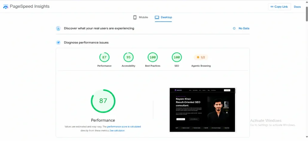Core Web Vital. Page Speed Performance